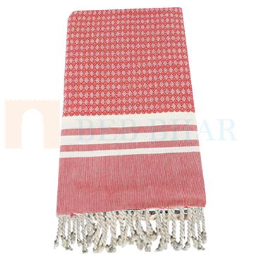 Fouta 100% coton de couleur rose incarnadin, elle est multi-usage comme serviette de plage ou de Hammam mais aussi dans la décoration comme nappe ou rideau,...